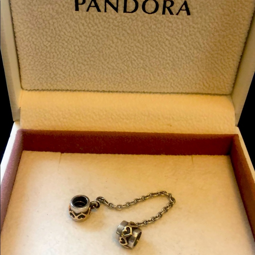 Pandora sterling and 14k gold 2tone hearts charm